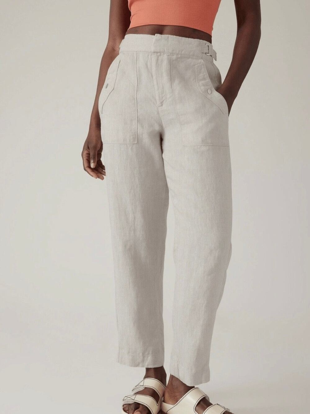 Athleta Voyager Linen Pant Natural 20 NEW